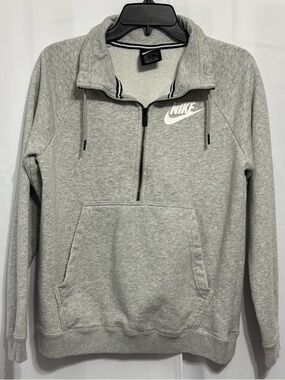 Nike Gray Half Zip Hoodie Sportswear Rally Fleece Logo Model Off Duty Gorpcore M